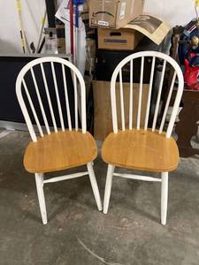 lot 60481 image: pair of white and wood chairs