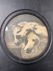 lot 60625 image: vintage round horse picture