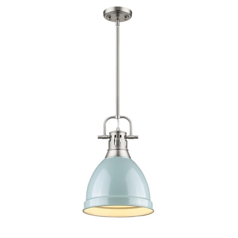 lot 2003 image: Golden Lighting Duncan Pewter RodSeafoam Shade Small Pendant Retail$107.00