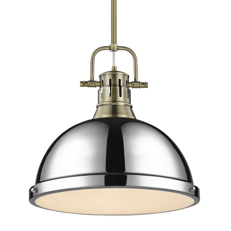 lot 2004 image: Duncan 1-light Hanging Dome Pendant with Rod Retail$81.99