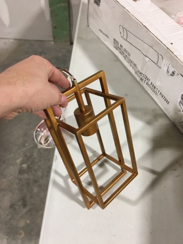 lot 2050 image: Modern Brass Gold 1-Light Geometric Island Pendant Lights - L5.5 x W4.72  x H11.8 Retail$91.99