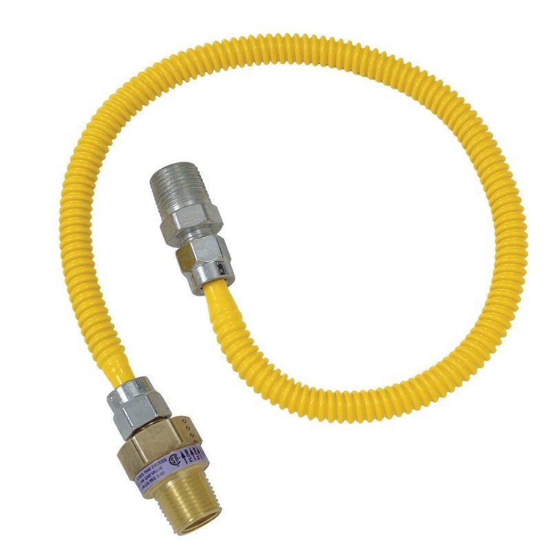 lot 2074 image: BrassCraft 12 in. MIP x 38 in. FIP x 36 in. Stainless Steel Gas Connector wSafetyPlus2 Thermal Excess Flow Valve (33,400 BTU)