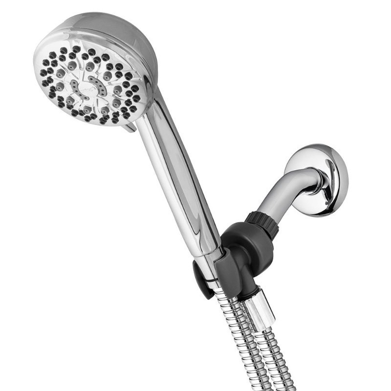 lot 2080 image: Waterpik 6-Spray Patterns with 1.8 GPM 3.5 in. Wall Mount Handheld Shower Head in Chrome, Grey