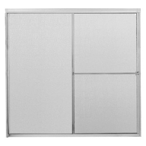 lot 2405 image: Franklin Brass 60 in. x 56-34 in. Framed Sliding Bathtub Door in Chrome with Rain Glass