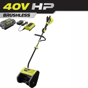 lot 2412 image: RYOBI 40-Volt Brushless 12 in. Cordless Electric Snow Shovel with 4.0 Ah Battery and Charger