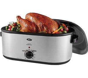 lot 2424 image: Oster Roaster Oven with Self-Basting Lid  22 Qt, Stainless Steel
