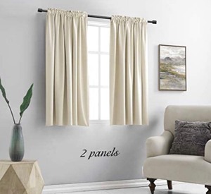 lot 2425 image: Beige Curtains for Kitchen 4ft x 4ft 8�� - Room Darkening Small Window Treatment Curtain Drapes,Set of 2