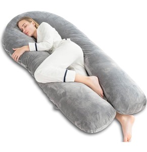 lot 2426 image: AngQi Pregnancy Body Pillow with Gray Velvet Cover, U Shaped Full Body Pillow Maternity Pillow