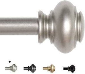 lot 2575 image: H.VERSAILTEX Window Curtain Rods for Windows 48 to 84 Inches Adjustable Decorative 34 Inch Diameter Single Window Curtain Rod Set with Classic Finials, Nickel Finishing