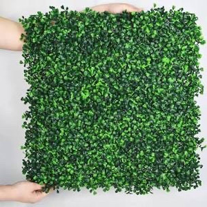 lot 2589 image: HWT 12 Pcs 20X20 Artificial Boxwood Hedge Panels Faux Greenery Wall Panels Grass Wall Backdrop Panels UV-Protected Outdoor Plant Fake Vertical Garden for Natural Indoor &amp Outdoor Event Decor