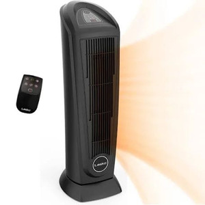 lot 2502 image: Lasko Portable Oscillating Ceramic Tower Space Heater with Timer and Remote Control, Black