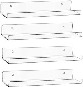 lot 2503 image: Acrylic Floating Wall Ledge Shelf, Wall Mounted Nursery Kids Bookshelf, Invisible Spice Rack, Clear Bathroom Storage Shelves Display ,Acrylic 24��