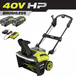 lot 2506 image: RYOBI 40V HP Brushless 21 in. Cordless Single Stage Snow Thrower with (2) 5.0 Ah Batteries