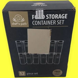 lot 2532 image: Chef��s Path Food Storage Containers -12 PCs Set with Labels, Marker & Spoons