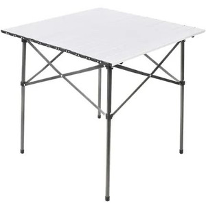 lot 2545 image: ORTAL Lightweight Aluminum Folding Square Table Roll Up Top 4 People Compact Table with Carry Baggage