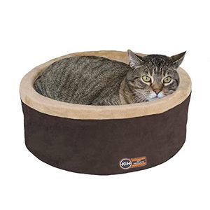 lot 51818 image: K&H PET PRODUCTS Thermo-Kitty Heated Cat Bed Large 20 Inches MochaTan