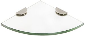 lot 51830 image: Spancraft Glass Quarter Round Shower Shelf, Brushed Nickel Bracket, Half Round Clamp, 12
