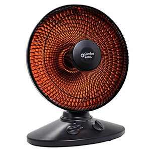 lot 51846 image: Comfort Zone Electric Oscillating Radiant Dish Heater with Adjustable Tilt, Black