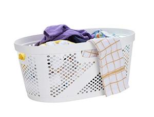 lot 51857 image: Mind Reader Laundry Basket, White, 40 Liter