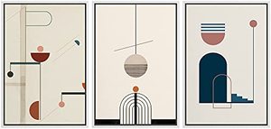 lot 51858 image: IDEA4WALL Framed Wall Art Print Set- 16x24x3, White