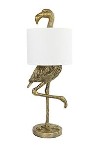 lot 51867 image: Creative Co-op White Shade Table Lamp, 32, Gold Flamingo