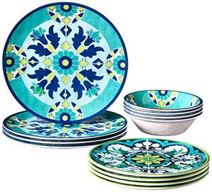 lot 51873 image: Certified International Granada Melamine, Dinnerware Set, 4 Large Pates, 4 Small plates, 4 Bowls