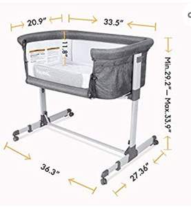 lot 51885 image: Papablic 2-in-1 Bonni Baby Bassinet & Bedside Sleeper, Grey