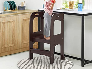 lot 51903 image: Sweetgo Kitchen Helper Tower Safety Step Stool , Espresso