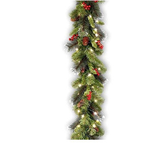 lot 51916 image: National Tree Company 9 Crestwood Spruce Silver Bristle Garland
