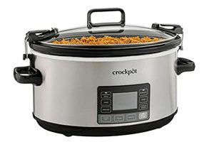 lot 51942 image: Crock-Pot 7Qt MyTime Cook & Carry Slow Cooker, Programmable, Stainless Steel
