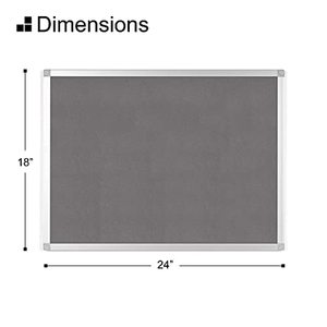 lot 51965 image: BoardsPlus 18 x 24 Gray Felt Fabric Bulletin Pin Board, Aluminum Frame