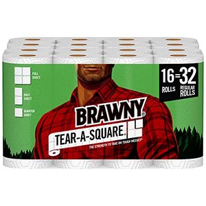 lot 51988 image: Brawny Tear-A-Square Paper Towels, 15 Double Rolls, Quarter Size Sheets