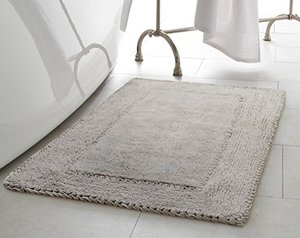 lot 51996 image: Laura Ashley Ruffle Cotton 20 x 34 Bath Rug, Light Gray