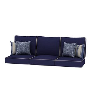 lot 52507 image: Creative Living Sofa Outdoor Deep Seating Patio 24x24 Replacement Cushions with Decorative Pillows, Navy,pack of 1