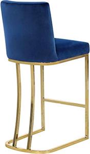 lot 52513 image: Meridian Furniture Heidi Collection Modern Contemporary Velvet Upholstered Counter Stool,Gold Metal Legs, Navy