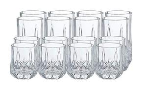 lot 52523 image: Amazon Basics Briercrest 16-Piece Drinkware Set, Old Fashioned and Cooler Glasses
