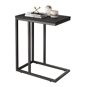 lot 52542 image: WLIVE Snack Side Table, C Shaped End Table for Sofa Couch and Bed, Black