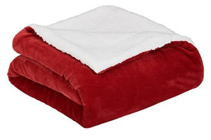 lot 52599 image: Micromink Sherpa blanket, red, twin size