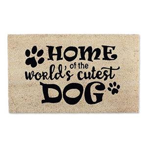 lot 52642 image: DII Pet Print Collection Natural Coir Doormat, 18x30, Worlds Cutest Dog