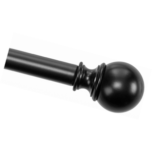 lot 52649 image: AmazonBasics 1 Curtain Rod with Round Finials, 72 to 144, Black