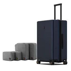 lot 52651 image: LEVEL8 Elegance Checked Luggage, 24 Inch Hardside Suitcase set,Navy blue