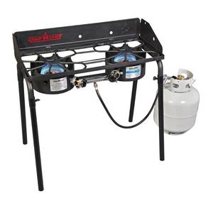 lot 52686 image: Camp Chef Explorer 30,000 BTU 2-Burner Propane Stove