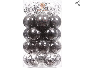 lot 52695 image: Sea Team Shatterproof Clear Plastic Christmas Ball Ornaments,Decorations for Xmas Tree,Black