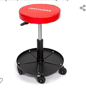 lot 52698 image: Craftsman Adjustable Height Rolling Creeper Stool with Storage Tray