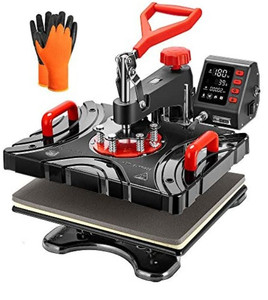 lot 52727 image: VIVOHOME Upgraded 8 in 1 Combo Multifunctional Swing Away Clamshell Printing Sublimation Heat Press Transfer Machine for T-Shirt Hat Cap Mug Plate 15 x 12 Inch, Red