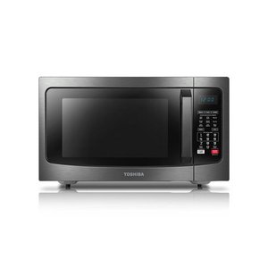 lot 52734 image: Toshiba Smart Sensor LED Light 1.5 Ft Stainless Convection Microwave Oven, Black