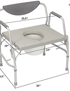 lot 52750 image: HEALTHLINE Heavy Duty Drop Arm Bariatric,Bedside Commode Toilet Chair