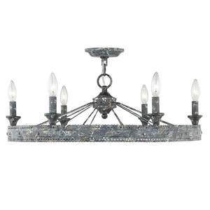 lot 2571 image: Golden 7856-6SF VP Ferris 6 Light Semi-Flush In Blue Verde Patina - Retail$379.00