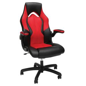 lot 2591 image: OFM Essentials Collection High-Back Racing Style Bonded Leather Gaming Chair, in Red (ESS-3086-RED)