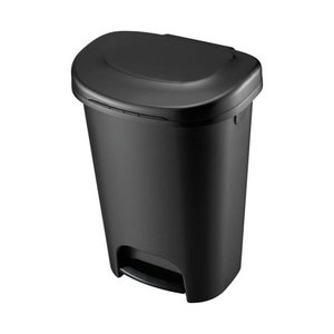 lot 2625 image: Rubbermaid, Step on Wastebasket, 13 gal, Plastic, Black